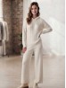 Solid Color Knitted Hooded Sweater and Pants Set